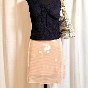 H&M blush pink sequin mesh mini skirt size L